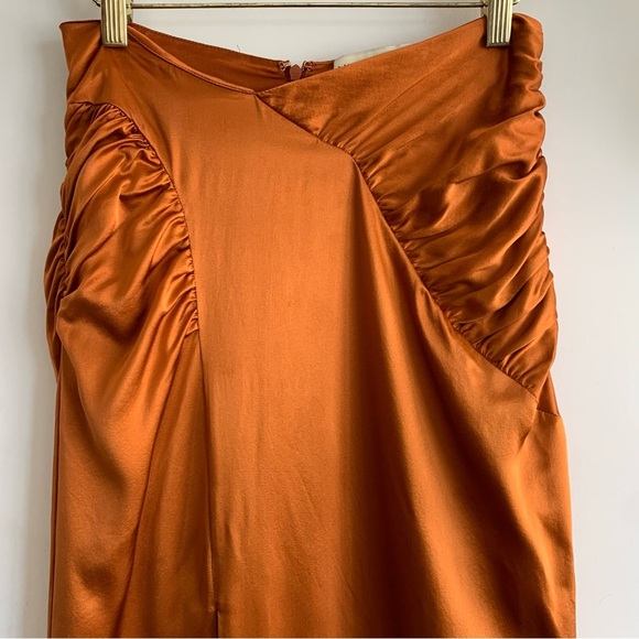 NICHOLAS ORANGE SILK MIDI SKIRT - Picture 5 of 16
